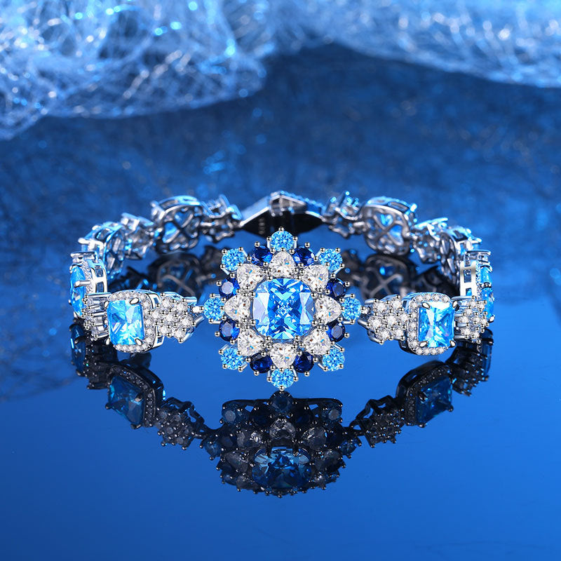 Sea blue natural diamond necklace ring earring bracelet