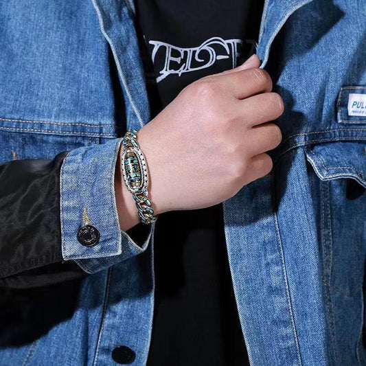 Lucky Dzi natural turquoise bracelet