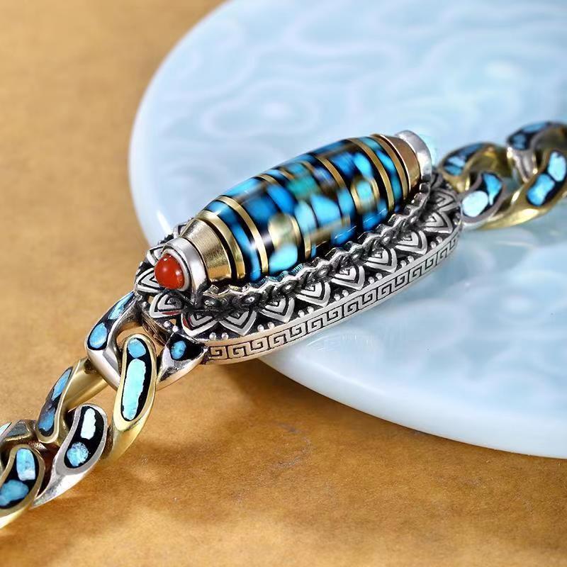 Lucky Dzi natural turquoise bracelet