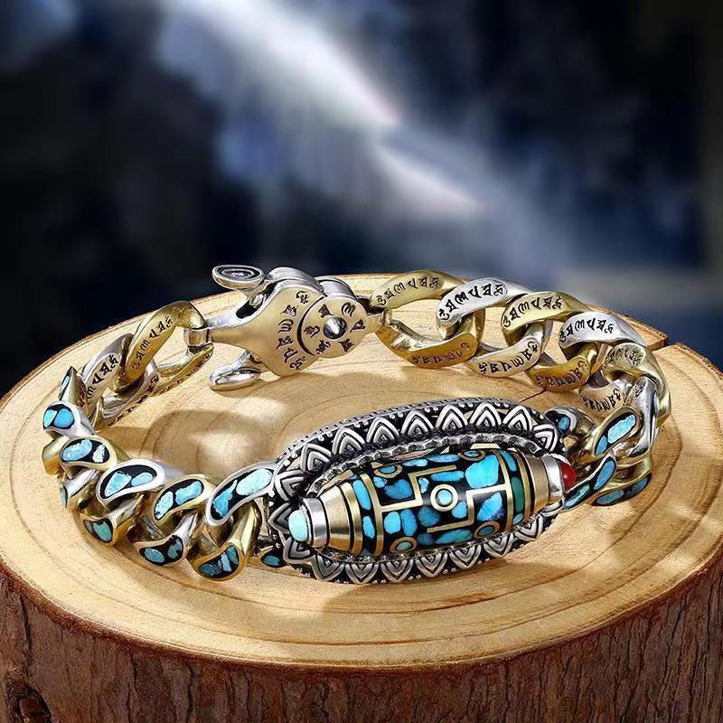 Lucky Dzi natural turquoise bracelet
