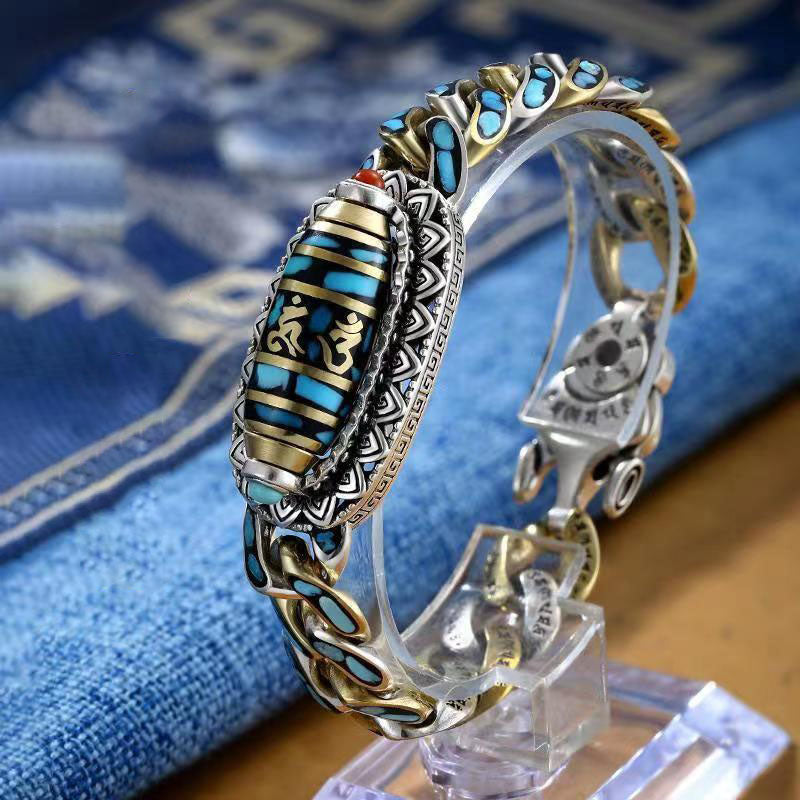 Lucky Dzi natural turquoise bracelet