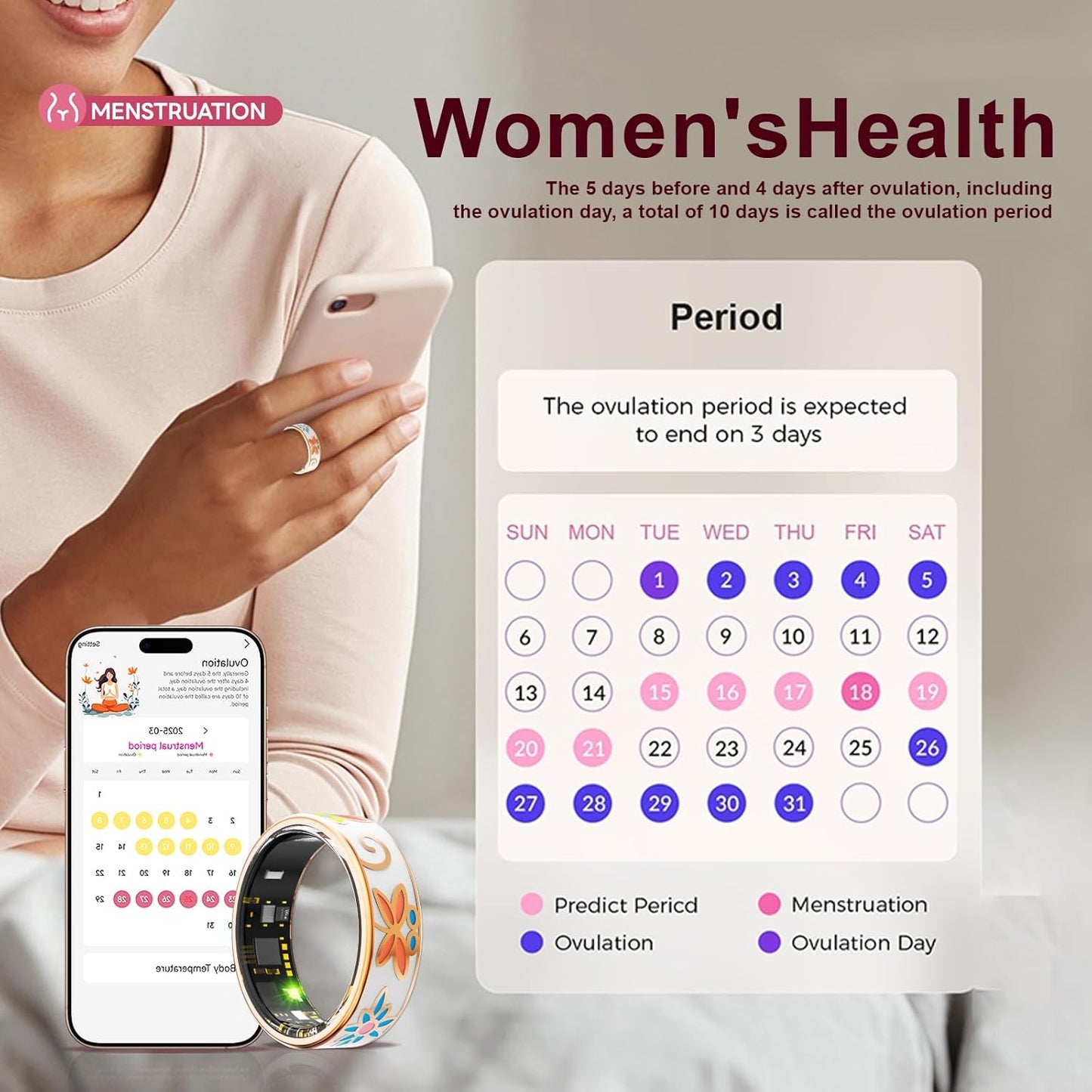 Enchanted Enamel Smart Ring – Titanium, Waterproof, Sleep & Health Tracker