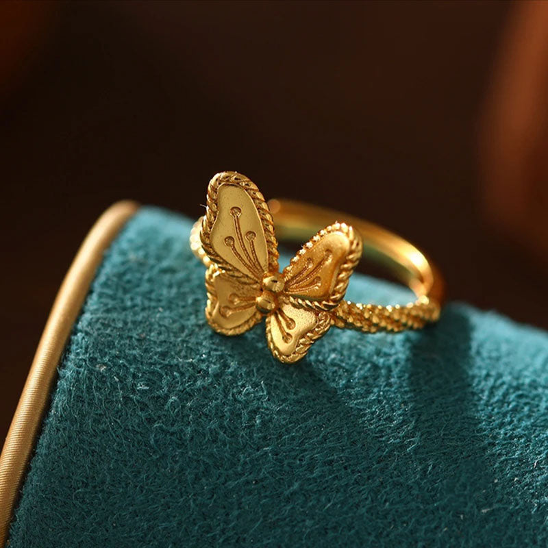 Gold Butterfly Ring Earrings Necklace Bracelet