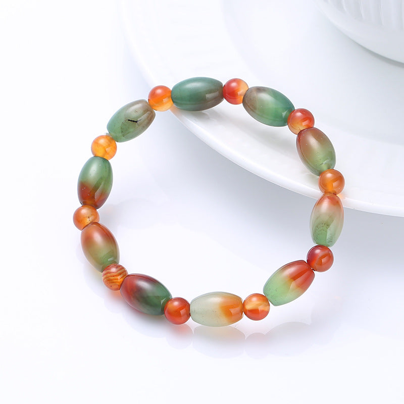 Lucky Peacock Natural Agate Bracelet