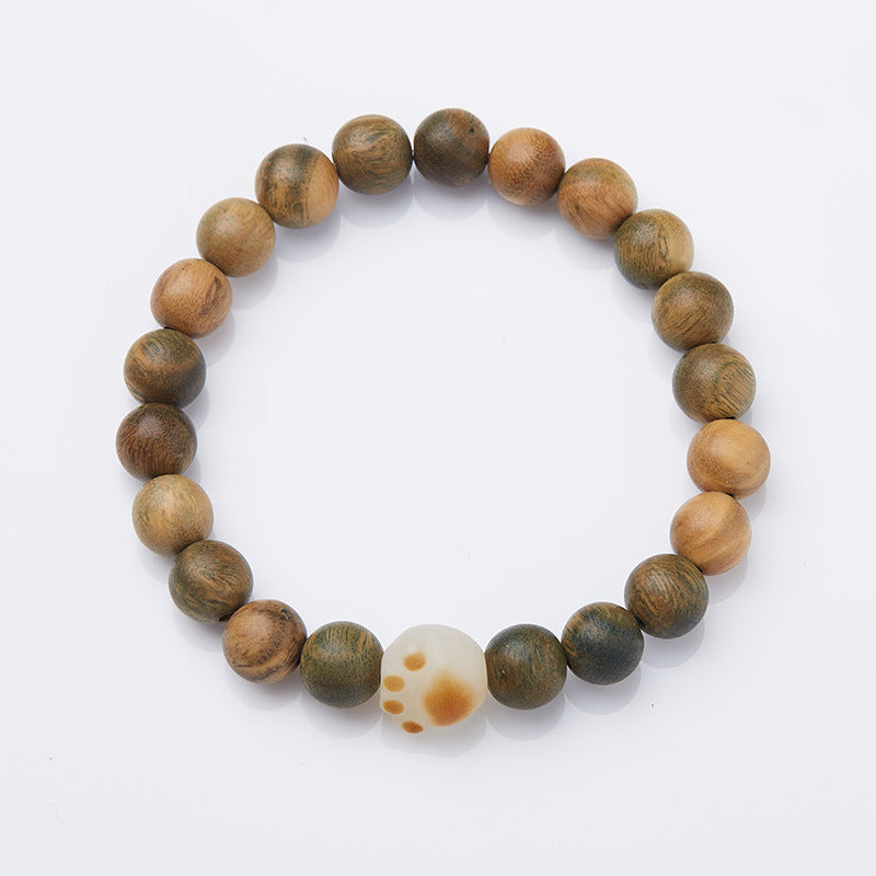 Cute Cat Claw Green Sandalwood Bracelet