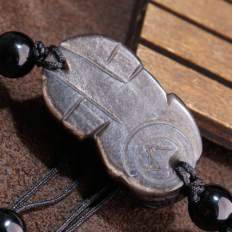 Brave Troops Natural Silver Obsidian Bracelet