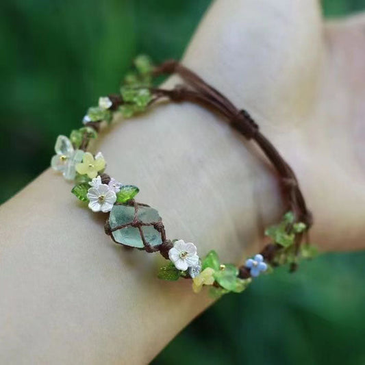 Small Flower Green Fluorite Bracelet
