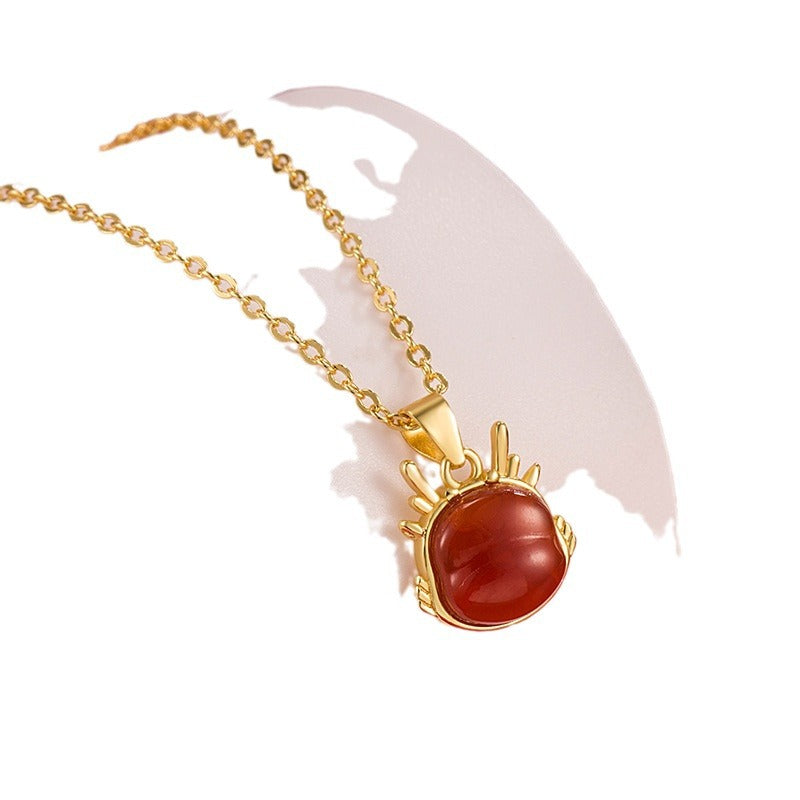 Dragon and Transfer Beads Natural Agate Bracelet or Necklace