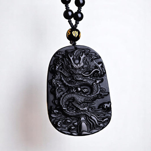 Black Obsidian Dragon Pendant