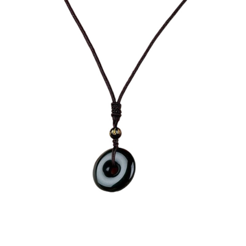 Black Obsidian Peace Buckle Necklace
