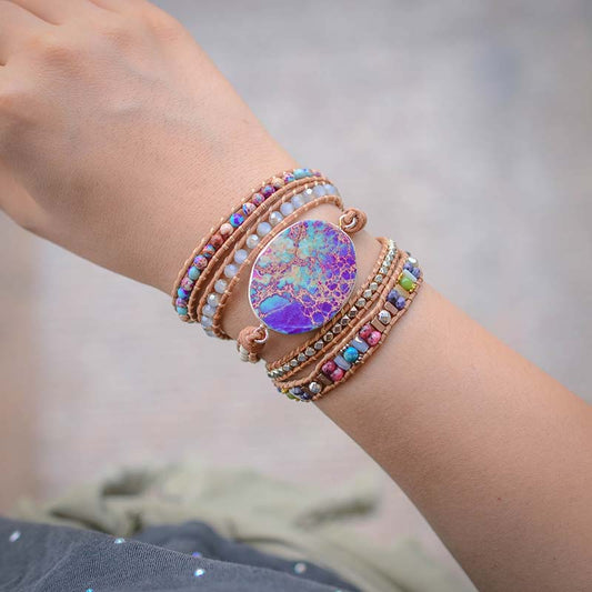 Silver Imperial Jasper Wrap Bracelet