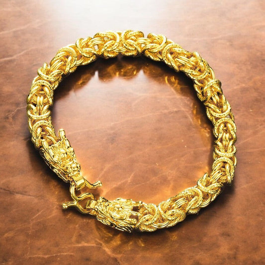 Gold Double-Dragon Guardian Bracelet