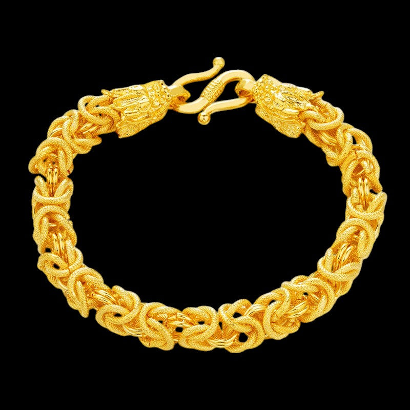 Gold Double-Dragon Guardian Bracelet