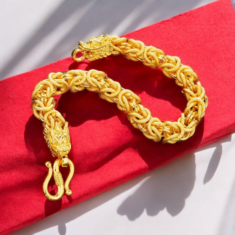 Gold Double-Dragon Guardian Bracelet