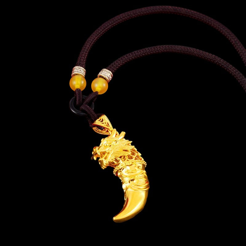 Lucky Dragon Wolf Tooth Pendant Necklace