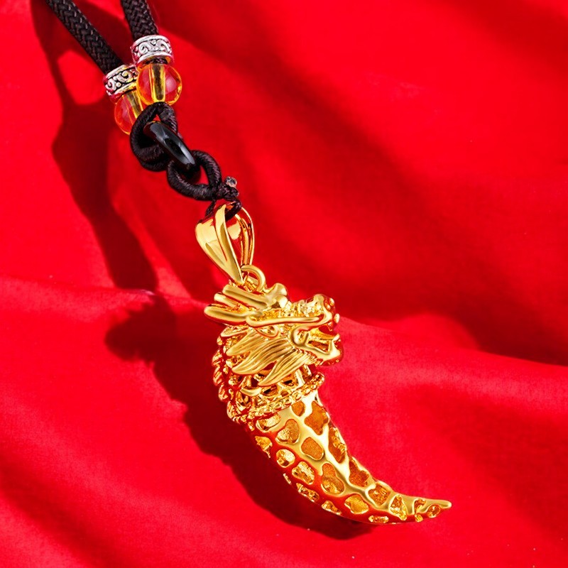 Lucky Dragon Wolf Tooth Pendant Necklace