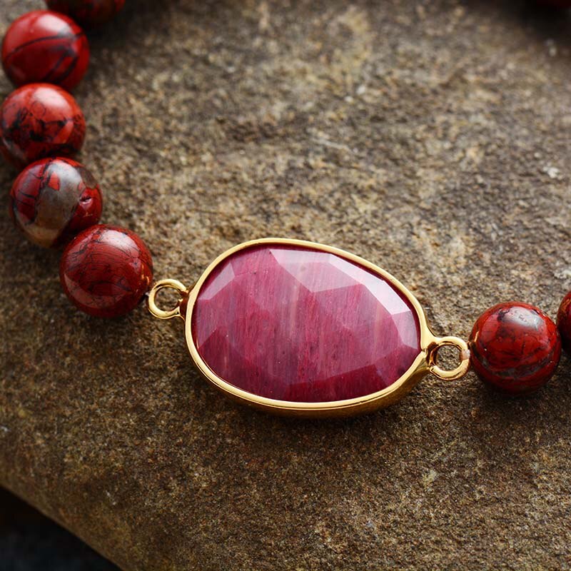 Pulsera de cuentas de jaspe rojo