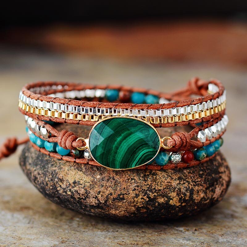 Pulsera Envolvente Malaquita Intensa