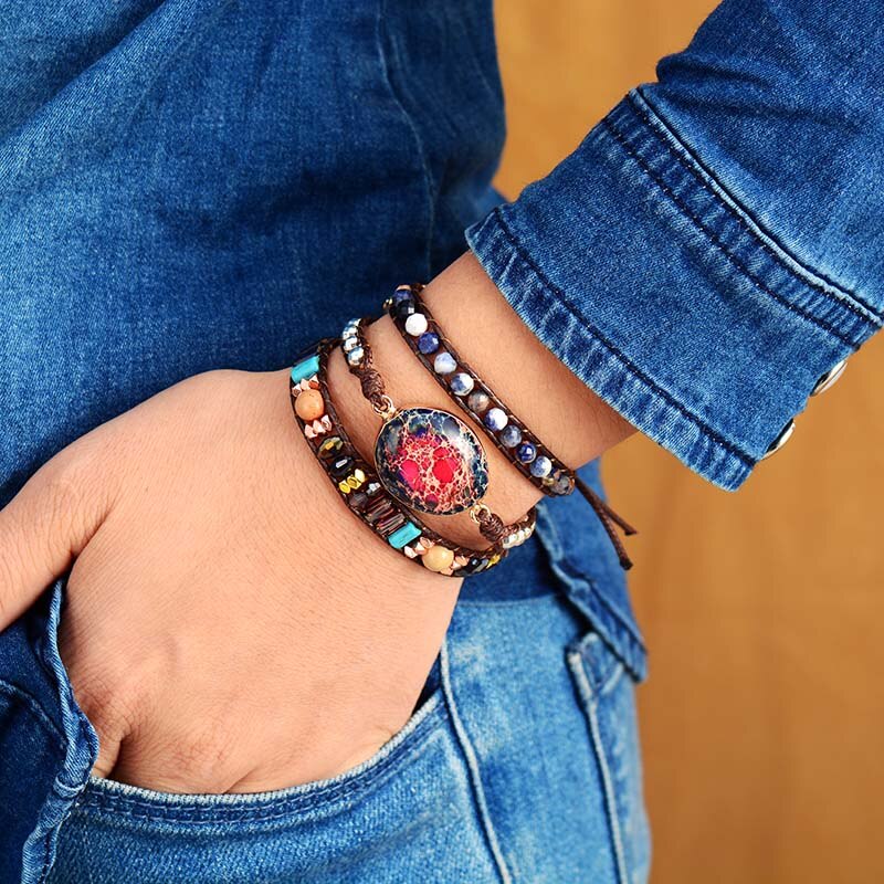 Pulsera de jaspe imperial de fuego
