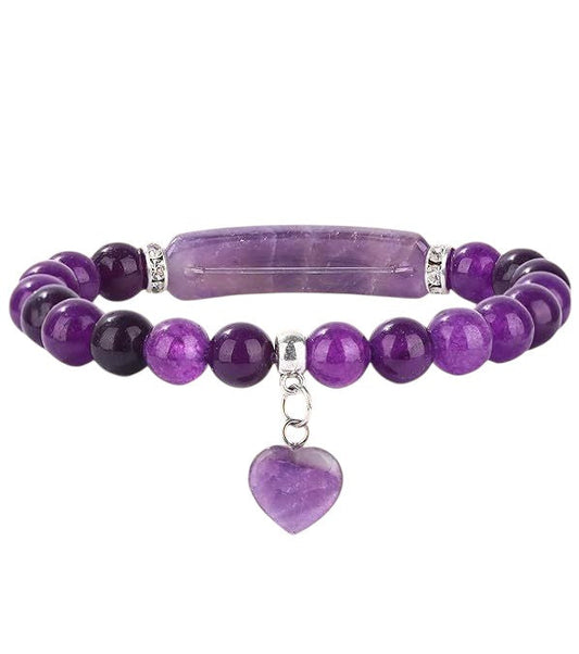 Natural Crystal Heart Pendant Healing Bracelet