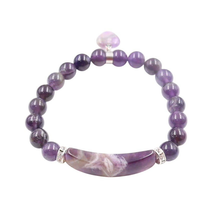 Natural Crystal Heart Pendant Healing Bracelet