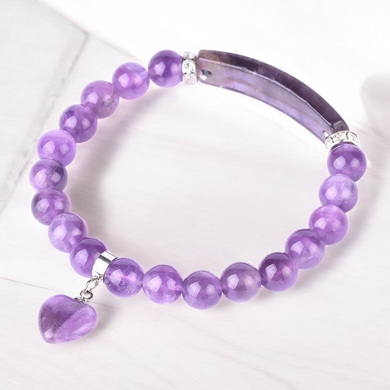Natural Crystal Heart Pendant Healing Bracelet