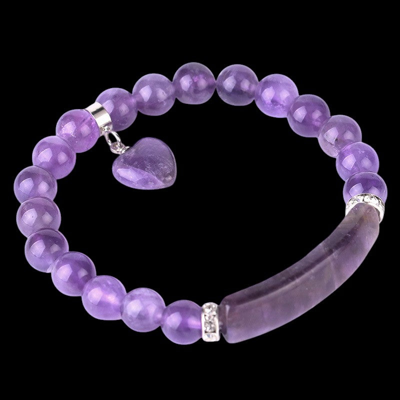 Natural Crystal Heart Pendant Healing Bracelet