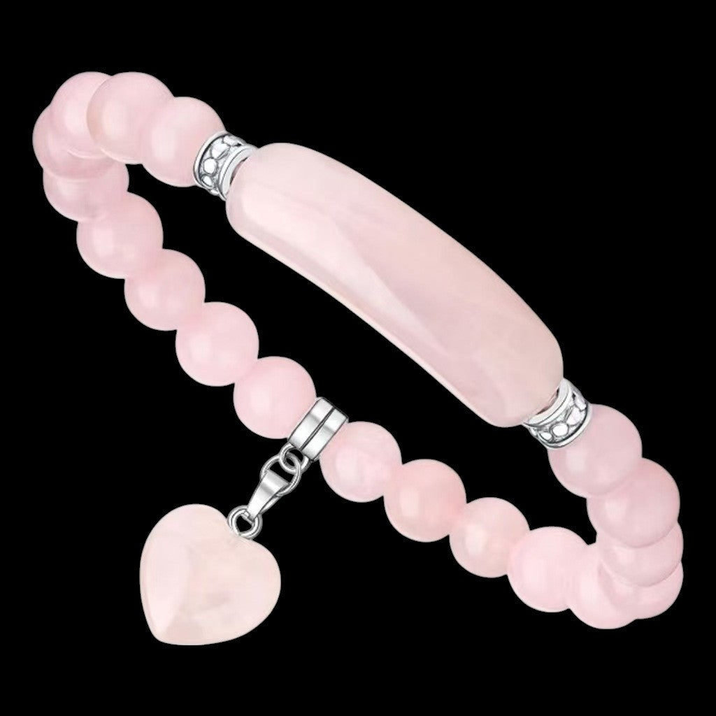 Natural Crystal Heart Pendant Healing Bracelet