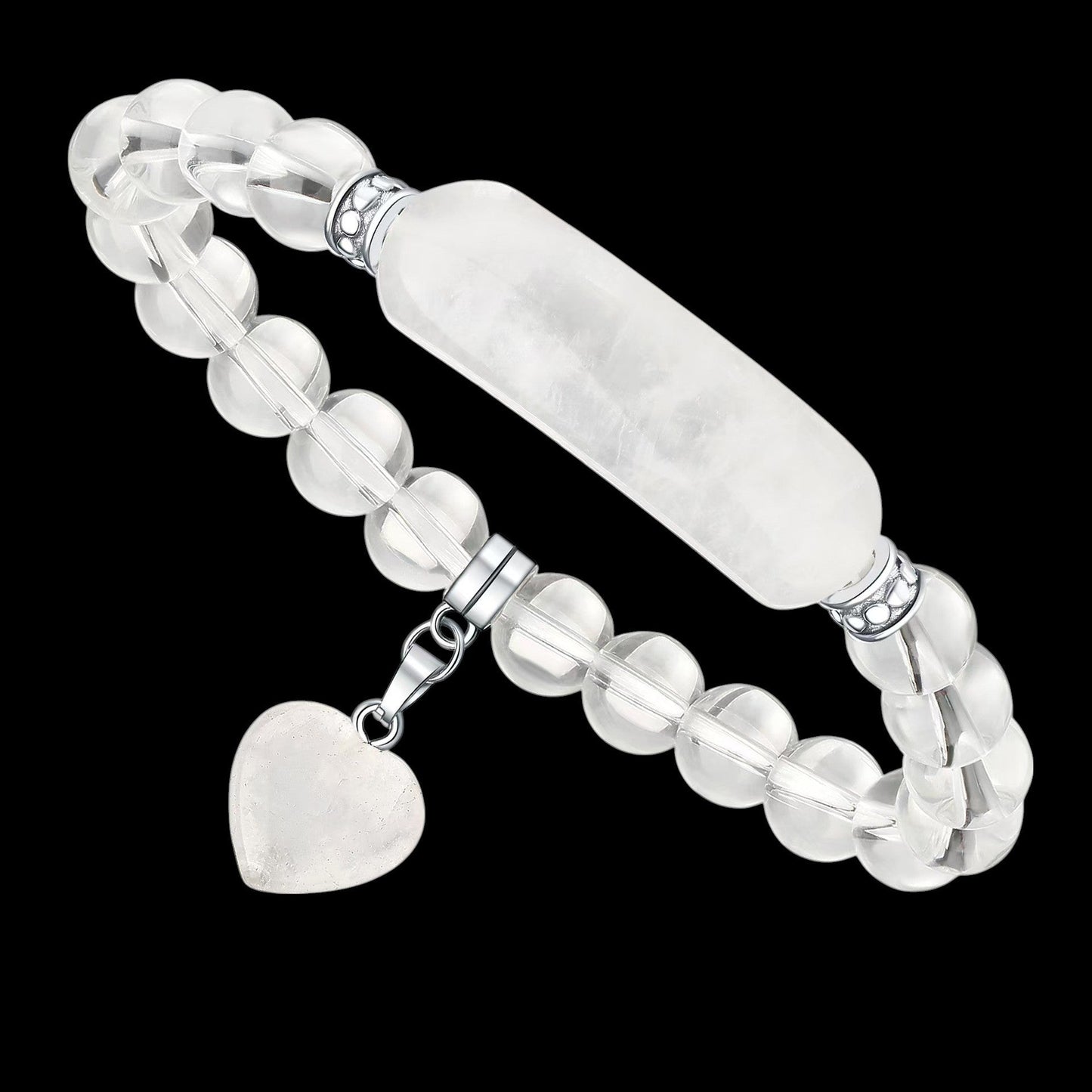 Natural Crystal Heart Pendant Healing Bracelet