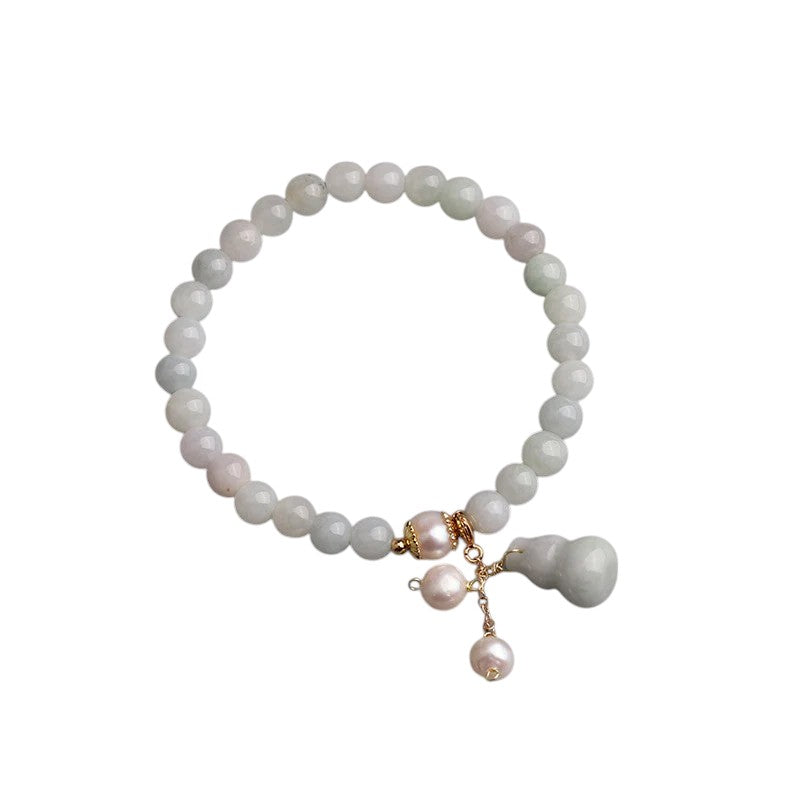 Natural Light Green Jade Pearl Gourd Bracelet