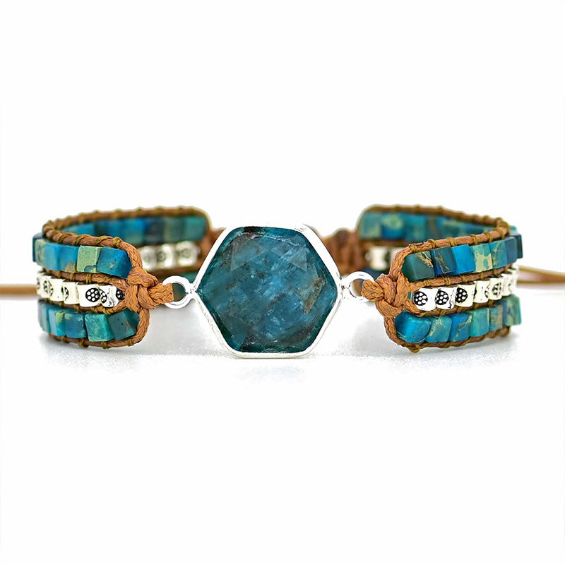 Blue Apatite Hexagon Bracelet