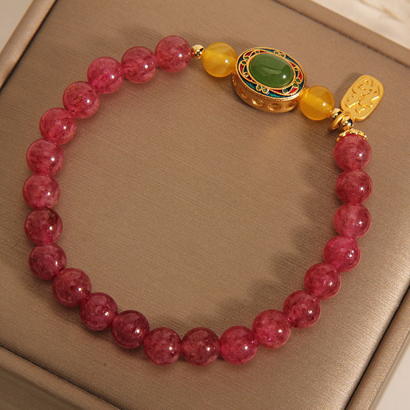 Good Luck • Strawberry Crystal Bracelet