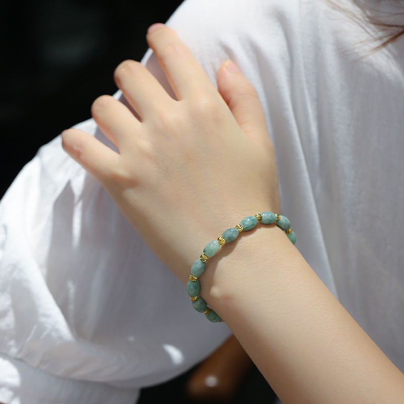 Natural Jadeite Rice Bead Bracelet