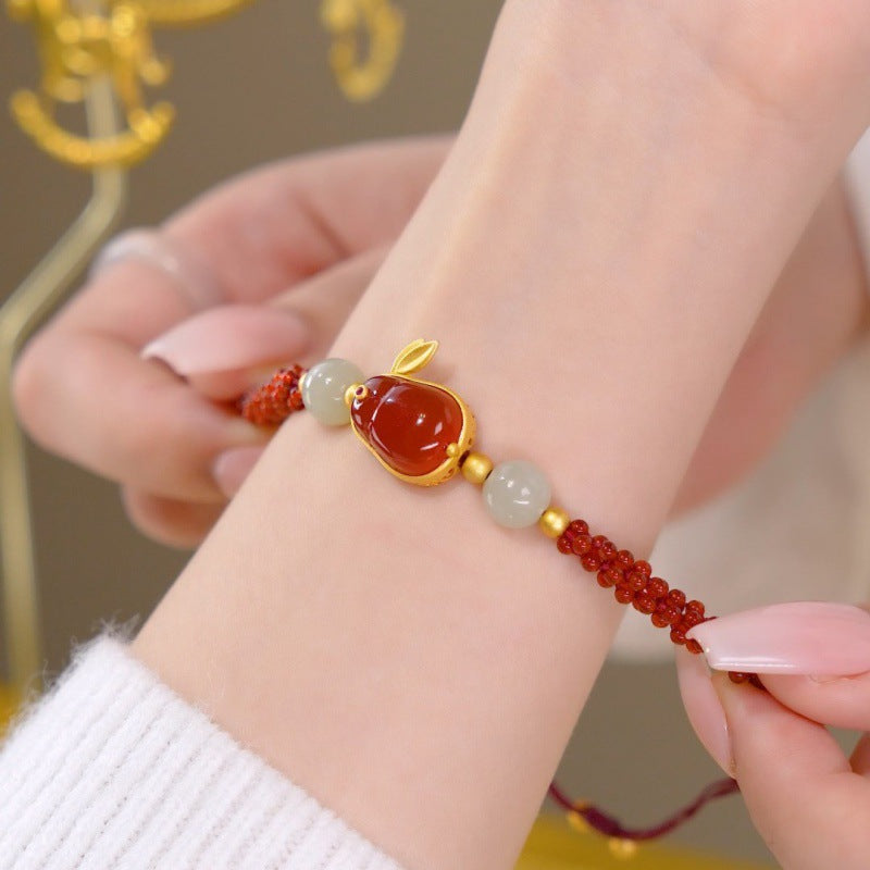 Running Bunny • Red agate braided bracelet