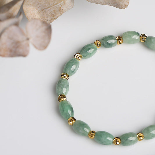Natural Jadeite Rice Bead Bracelet