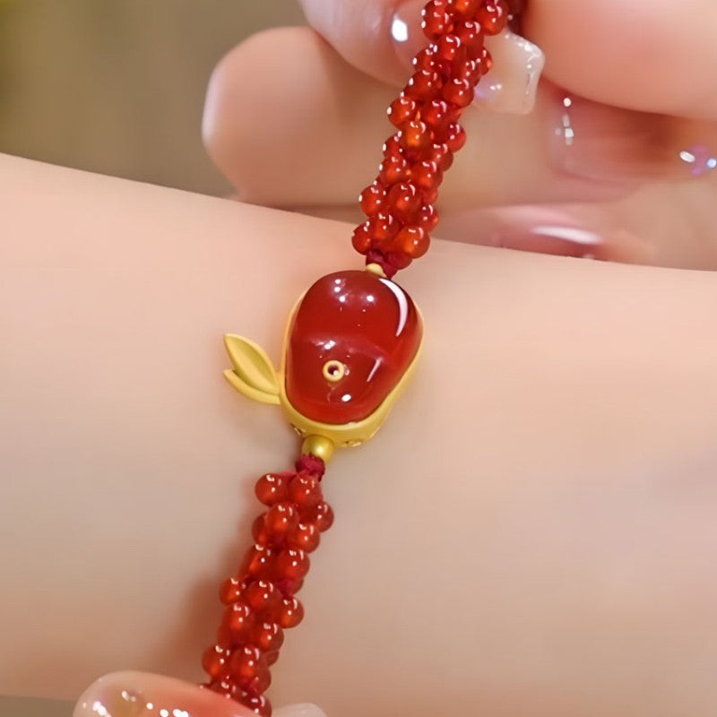 Running Bunny • Red agate braided bracelet