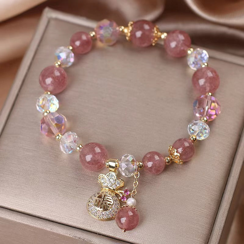 Lucky Bag • Natural Strawberry Crystal Zirconia Bracelet