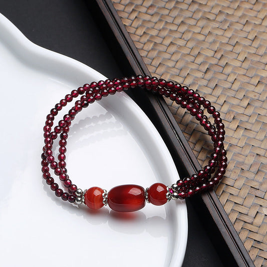 Trio • Garnet & Agate Bracelet