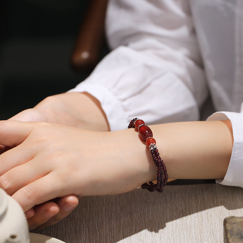 Trio • Garnet & Agate Bracelet