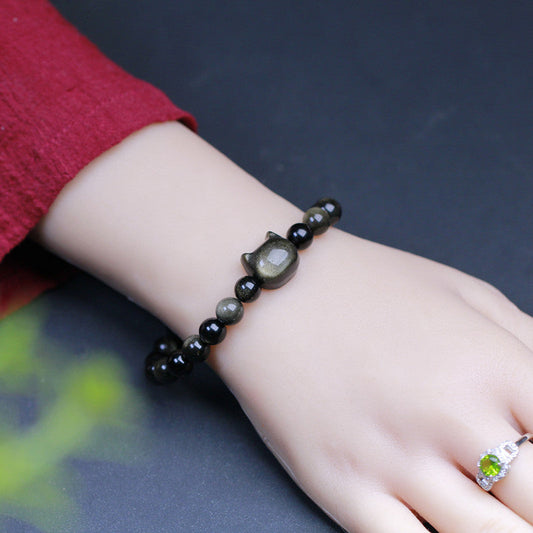 Kitten • Natural Obsidian Bracelet