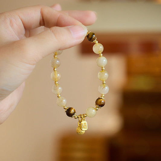 Gold Devouring Beast Natural Crystal Bracelet