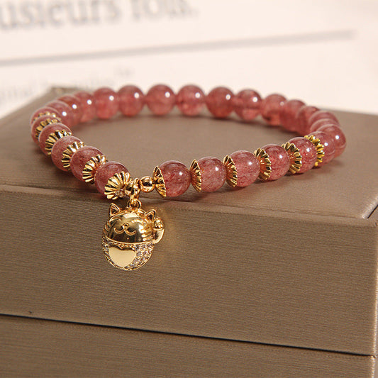 Lucky Cat • Strawberry Crystal Bracelet