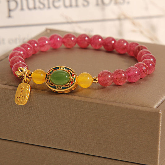 Good Luck • Strawberry Crystal Bracelet
