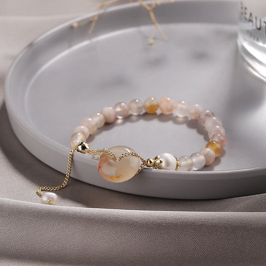 Lucky Buckle · Natural Sakura Agate Bracelet