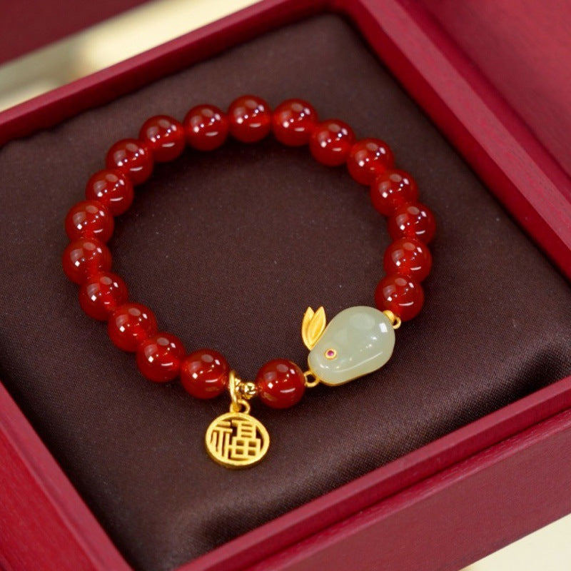 Lucky Rabbit • Natural Red Agate Bracelet