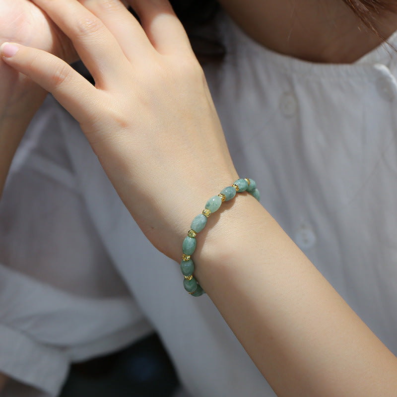 Natural Jadeite Rice Bead Bracelet