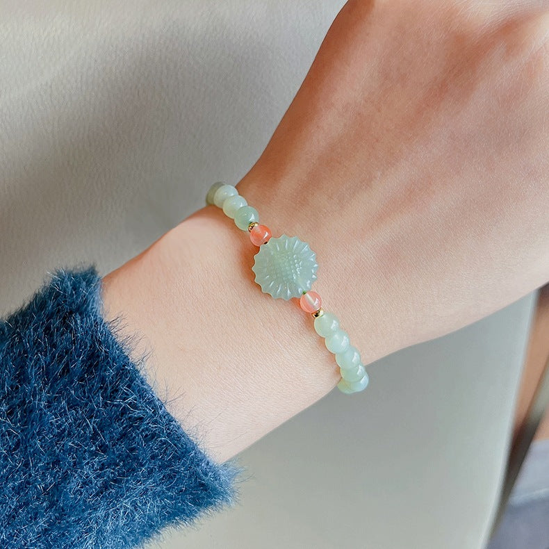 Sunflower • Emerald Jade stone Bracelet