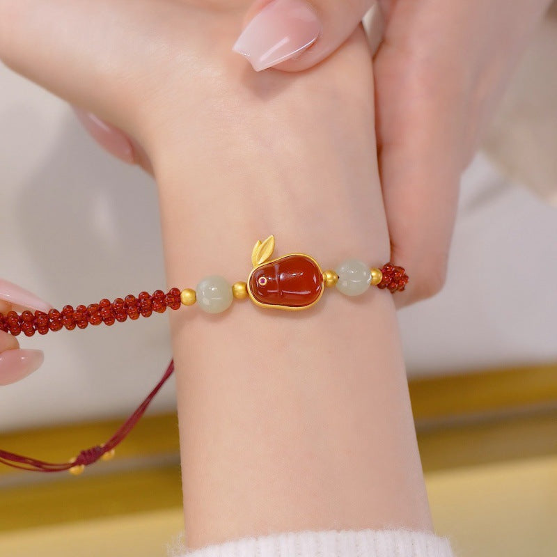 Running Bunny • Red agate braided bracelet
