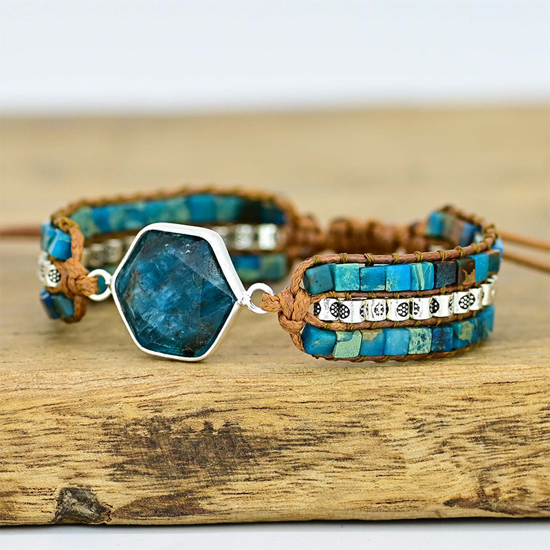 Blue Apatite Hexagon Bracelet