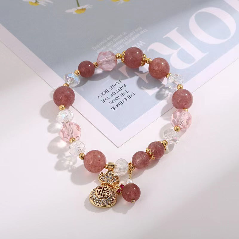 Lucky Bag • Natural Strawberry Crystal Zirconia Bracelet